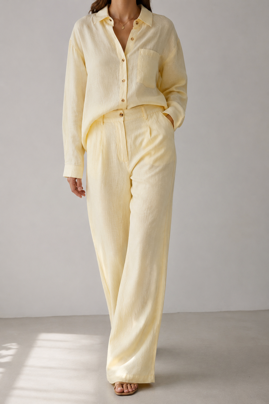 Dolce Vita Linen Pants Set - Buttercream