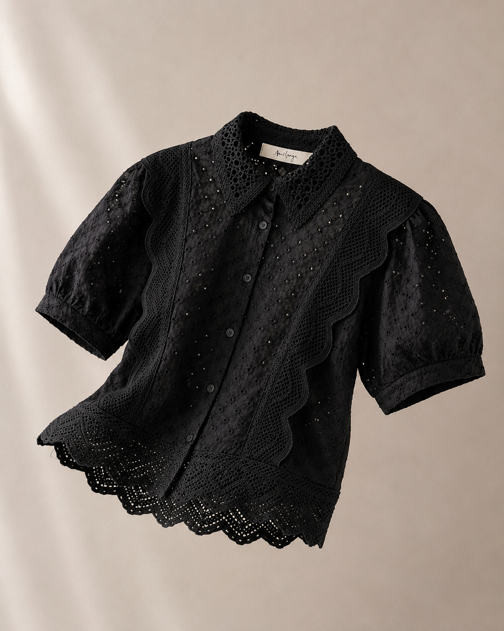 Bellagio Broderie Shirt - Black