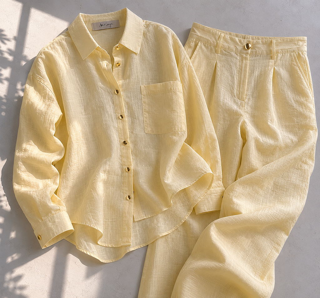 Dolce Vita Linen Pants Set - Buttercream