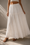 Mare Broderie Maxi Skirt - White