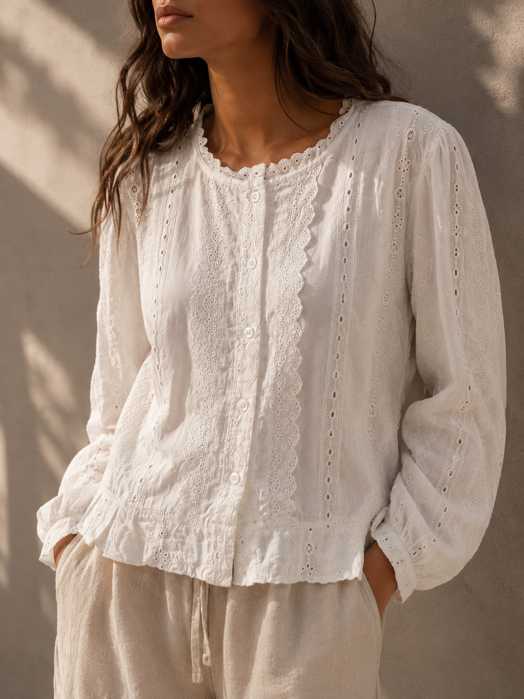 Sofia Broderie Shirt - White