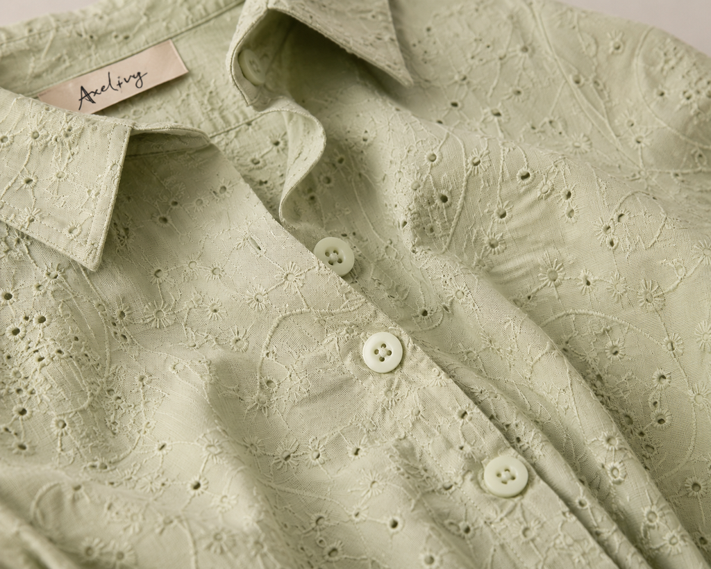Positano Broderie Dress - Sage Green