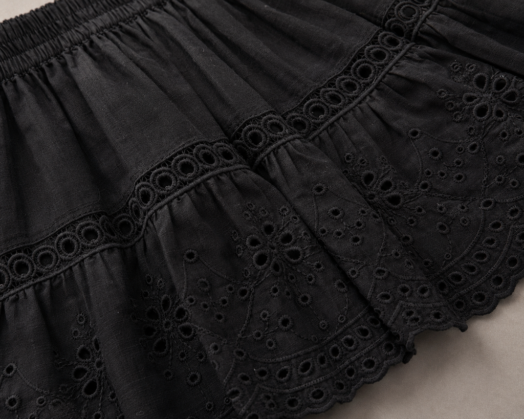 Notte Broderie Maxi Skirt - Black