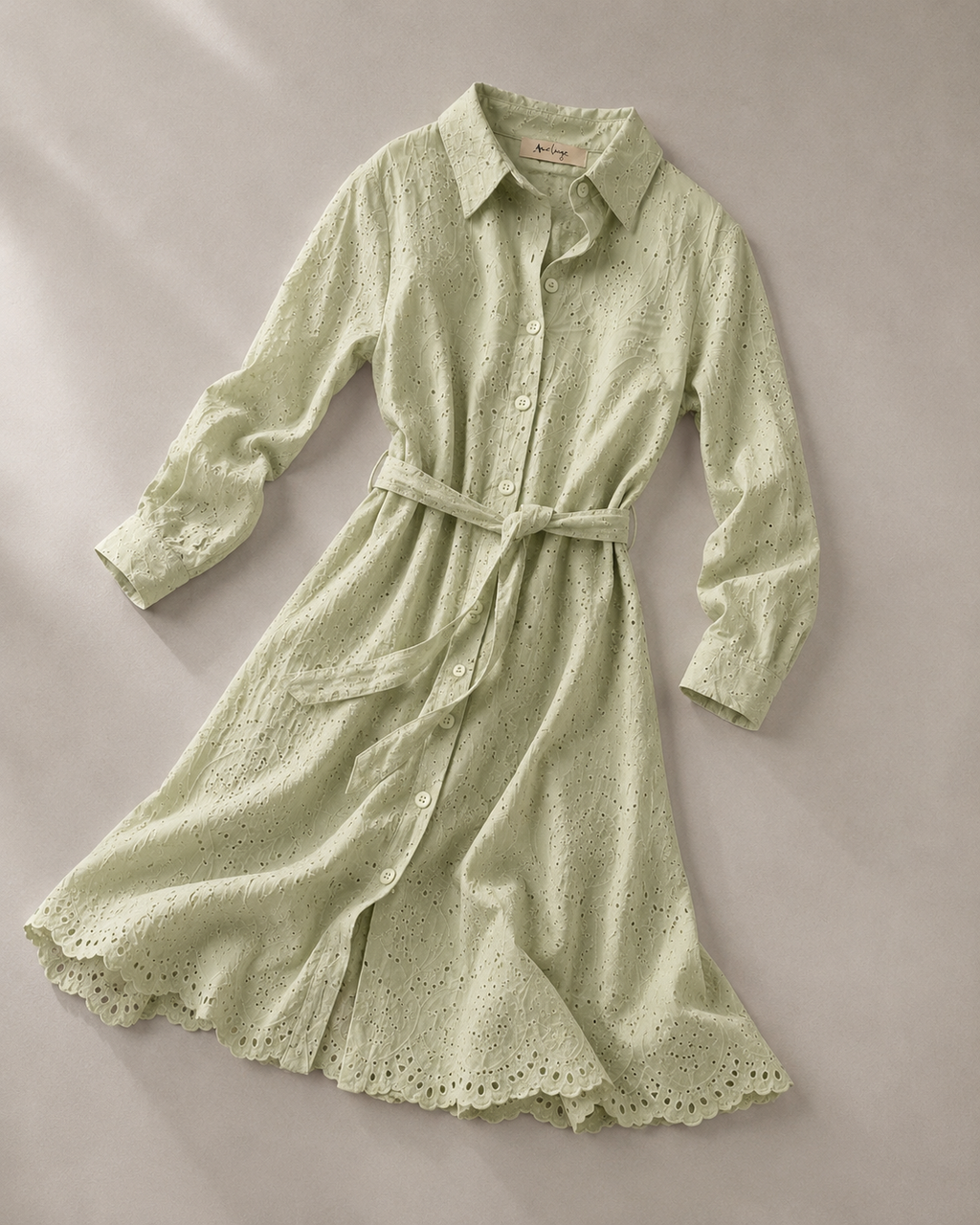 Positano Broderie Dress - Sage Green