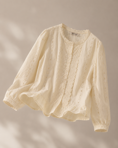 Bianca Broderie Shirt - Buttercream