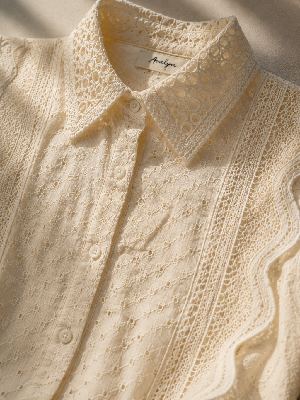 Amalfi Broderie Shirt - Buttercream