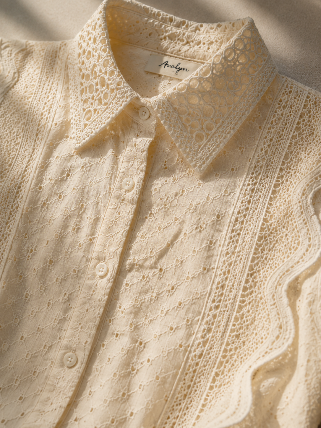 Amalfi Broderie Shirt - Buttercream