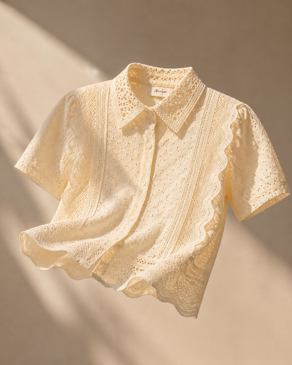 Amalfi Broderie Shirt - Buttercream