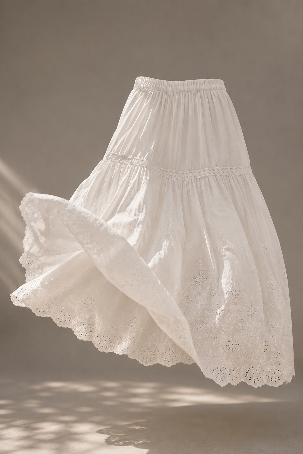 Mare Broderie Maxi Skirt - White