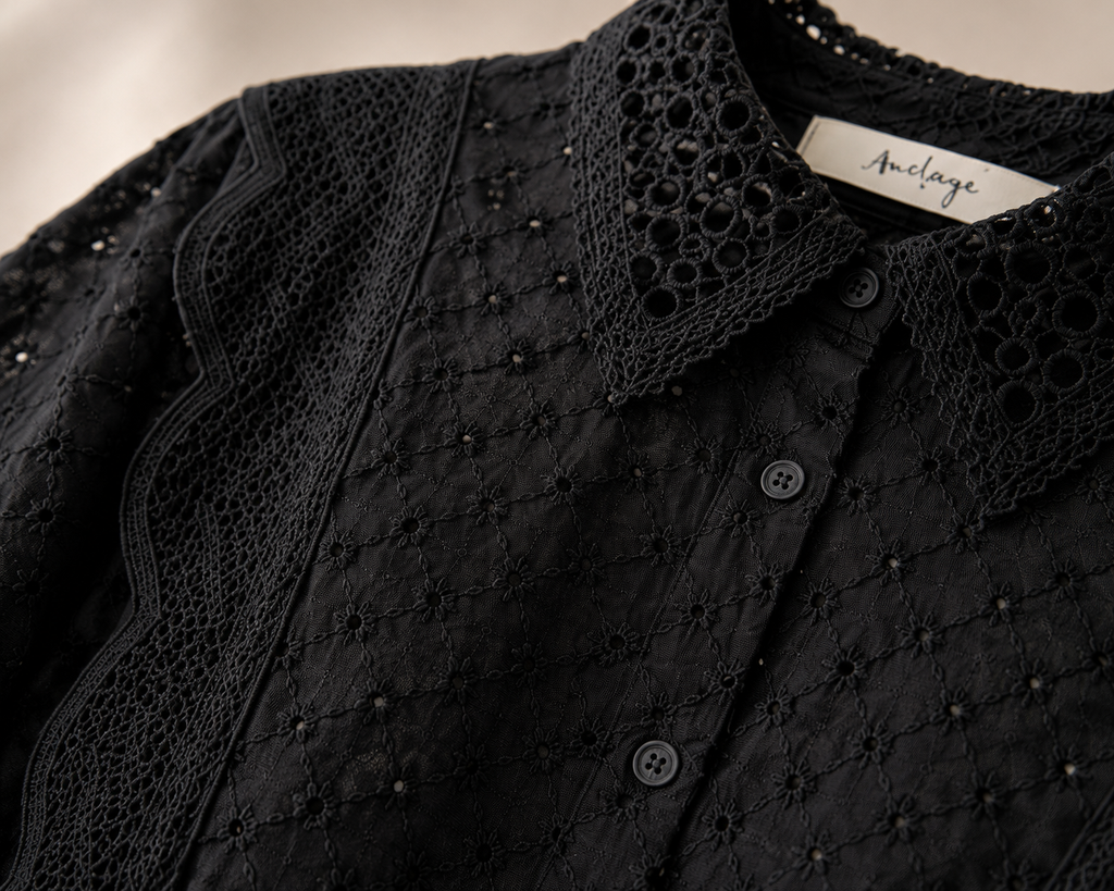 Bellagio Broderie Shirt - Black