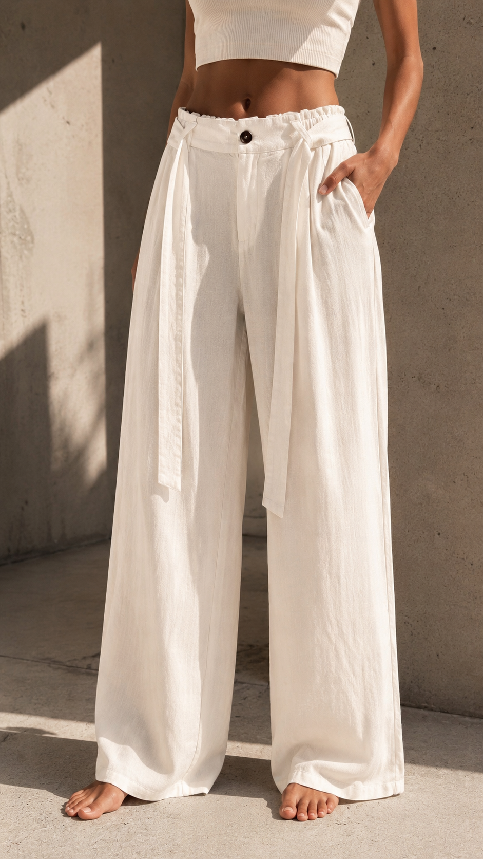 Sorrento Linen Pants - White