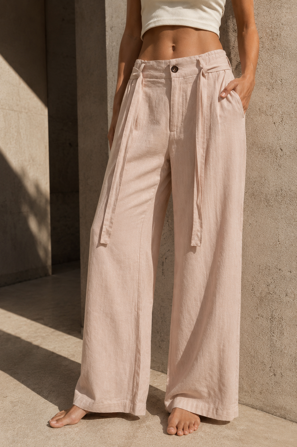Riviera Linen Pants - Sand Beige