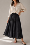 Notte Broderie Maxi Skirt - Black