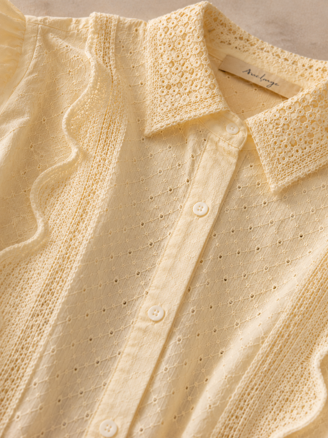 Amalfi Broderie Shirt - Buttercream